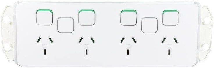 Schneider Electric Clipsal 10A 250V Quad PowerPoint Socket with 2 Extra Switches Less Mechanism