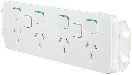Schneider Electric Clipsal 10A 250V Quad PowerPoint Socket with 2 Extra Switches Less Mechanism