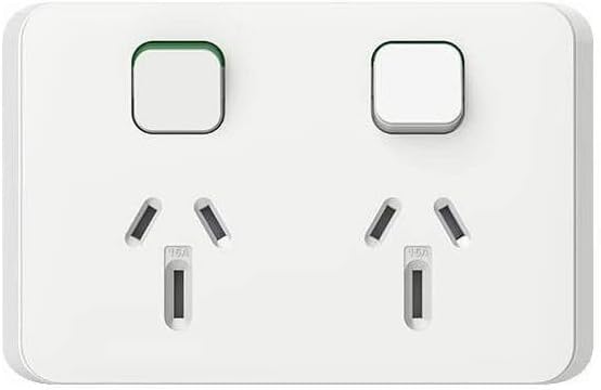 Iconic 250V 15A Horizontal Twin Socket Switch, Vivid White