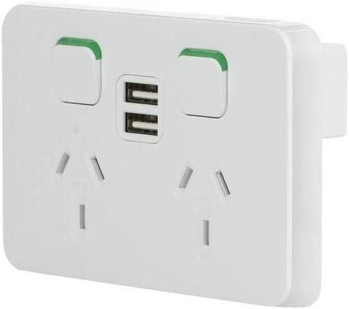 Iconic 250V 10A Horizontal Mount Dual USB Charger Twin Switched Socket