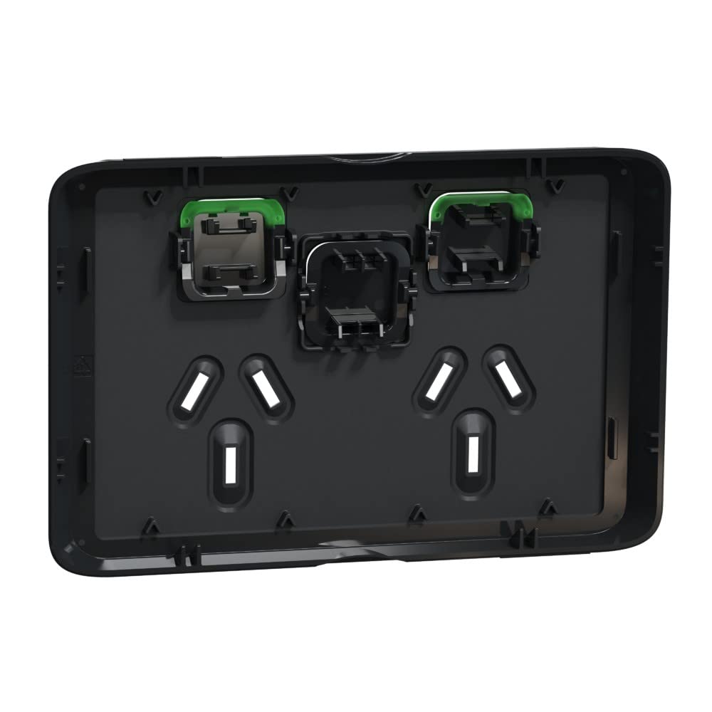 Iconic 10A 250V Horizontal Double Power Point Extra Switch Skin, Black