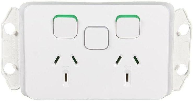 Schneider Electric Clipsal 10A 250V Horizontal Mount Double Switch Power Point with Extra Switch