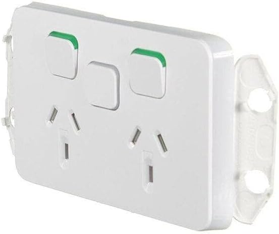 Schneider Electric Clipsal 10A 250V Horizontal Mount Double Switch Power Point with Extra Switch