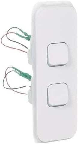 Iconic 250V 10A Vertical Mount 2 Gang LED Flush Switch, Vivid White