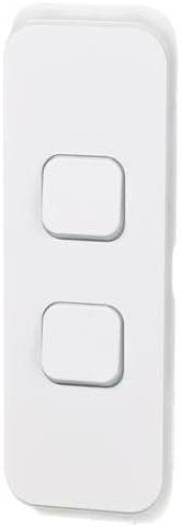 Iconic 250V 10A Vertical Mount 2 Gang LED Flush Switch, Vivid White
