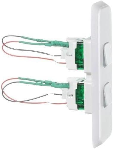 Iconic 250V 10A Vertical Mount 2 Gang LED Flush Switch, Vivid White