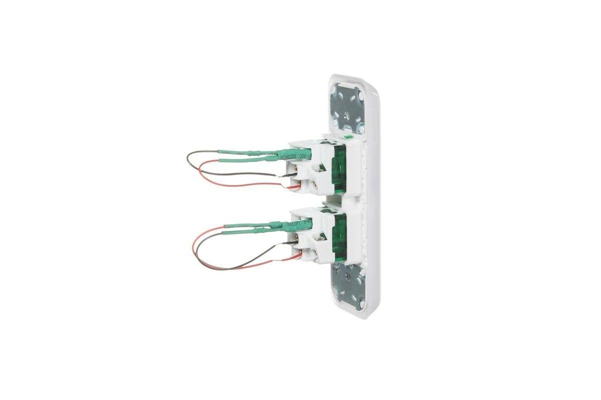 Iconic 250V 10A Vertical Mount 2 Gang LED Flush Switch, Vivid White