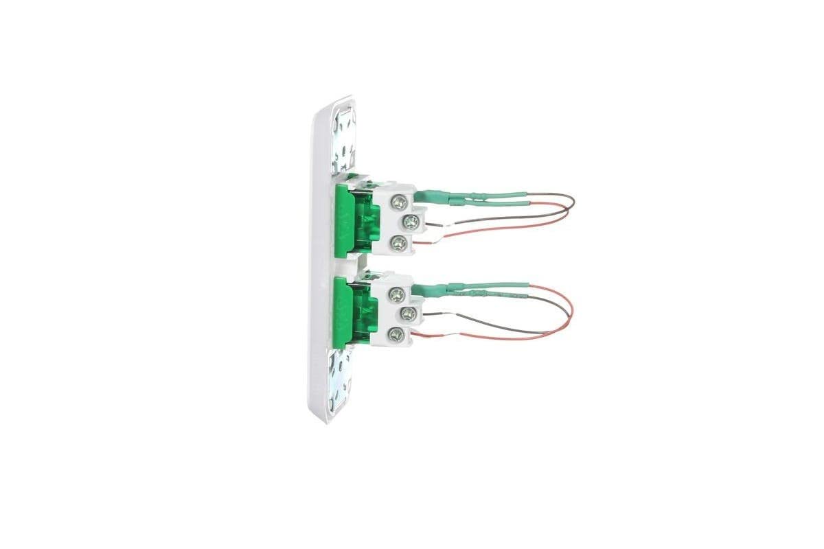 Iconic 250V 10A Vertical Mount 2 Gang LED Flush Switch, Vivid White