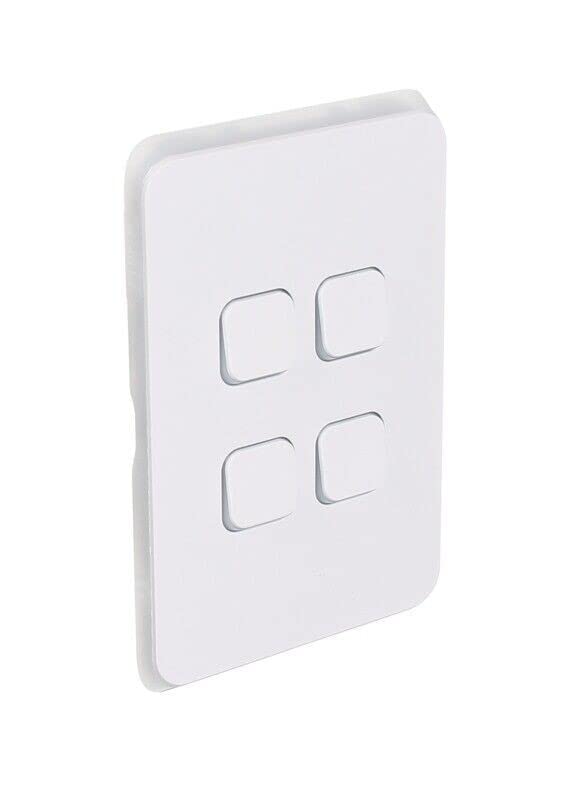 3000 Series 4 Gang, 250V 10Ax1-Way/2-Way Vertical Mount Iconic Flush Switch, White