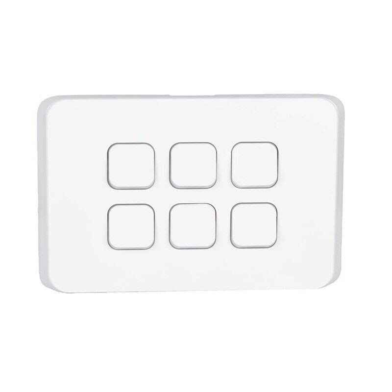 Schneider Electric Clipsal 10A 250V 6 Gang 2 Way Horizontal Switch, White