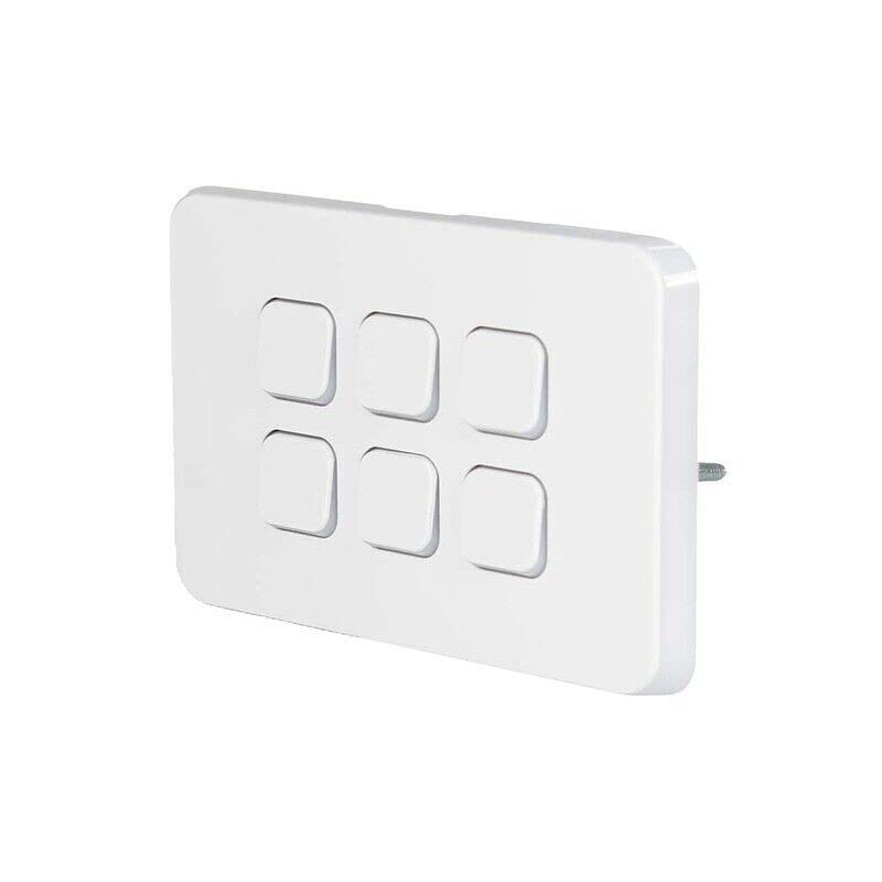 Schneider Electric Clipsal 10A 250V 6 Gang 2 Way Horizontal Switch, White