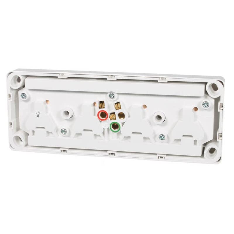 C2000 Series 4 Gang 2 Poles 10A 250V Quad Switch Socket Outlet, White Electric