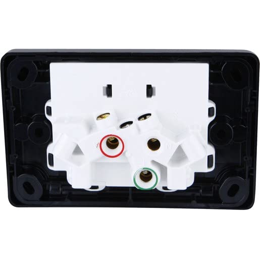 C2000 Series Classic 250V 10A Horizontal Twin Switch Socket Outlet, Black