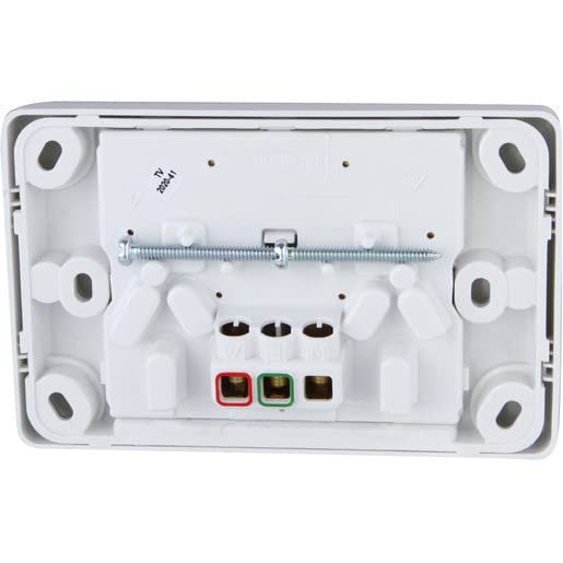 C2000 Series Classic 250V 10A Horizontal Twin Double Pole Switch Socket Outlet, White Electric