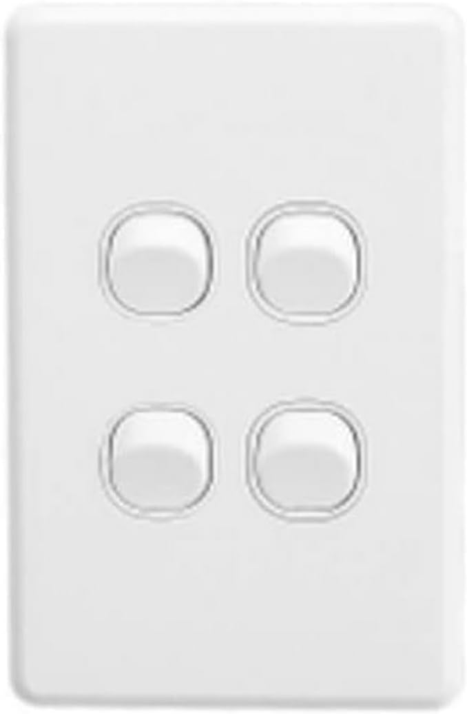 C2000 Series 4 Gang 10A Vertical Classic Switch, White Electric