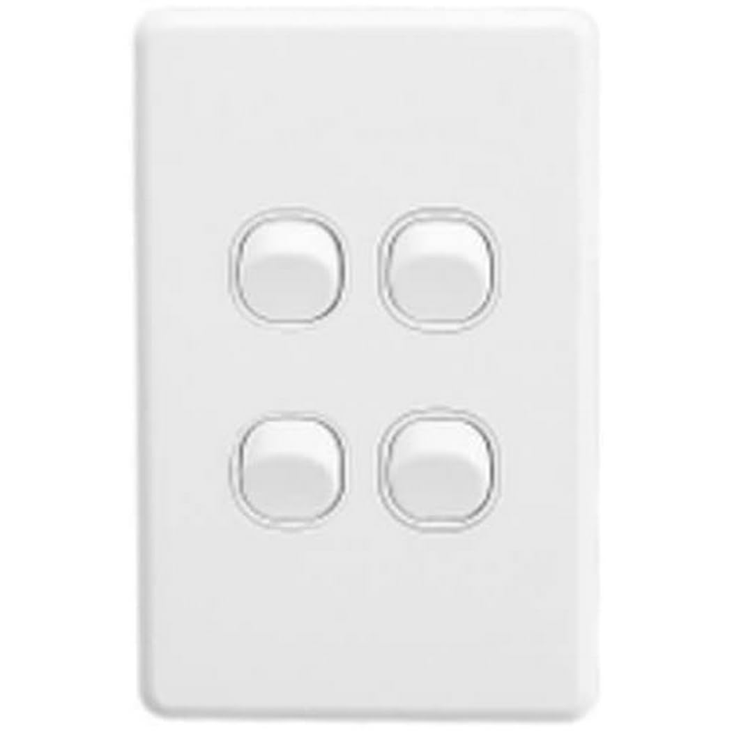 C2000 Series 4 Gang 10A Vertical Classic Switch, White Electric