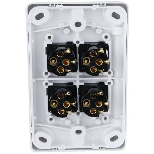 C2000 Series 4 Gang 10A Vertical Classic Switch, White Electric