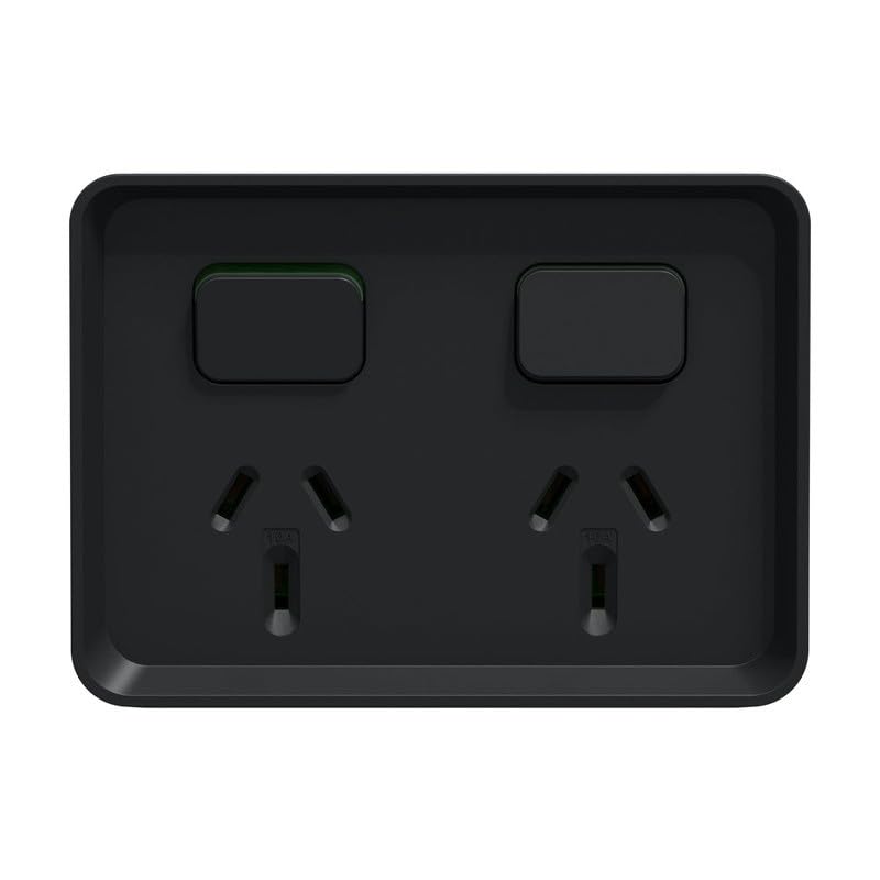 10A 250V Iconic Outdoor Twin Switched Socket Outlet, Black
