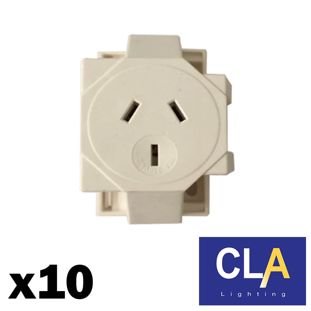 3-Pin Quick Connect Single Surface Socket - 10A 240V - Box of 10