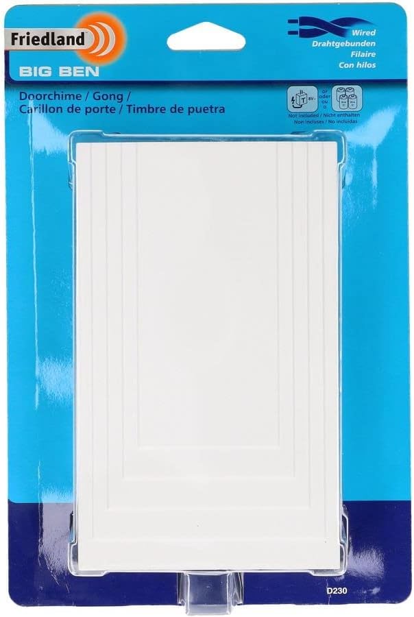 Friedland Honeywell D230 Big Ben Classic Wired 2 Tune Doorbell, White, 172mm x 103mm x 42mm