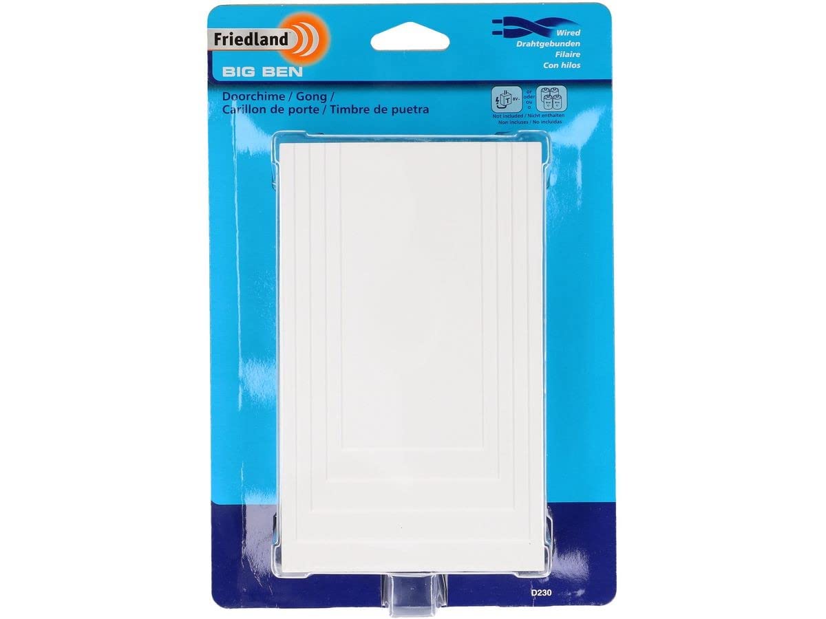 Friedland Honeywell D230 Big Ben Classic Wired 2 Tune Doorbell, White, 172mm x 103mm x 42mm