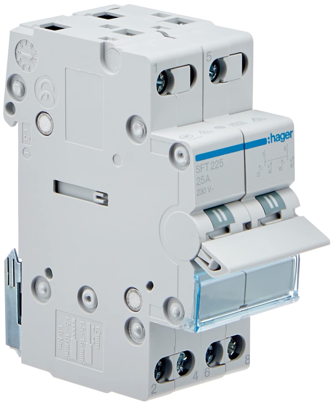 Hager SFT225 - Modular Switch 2 Poles 25a Common up i-0-ii