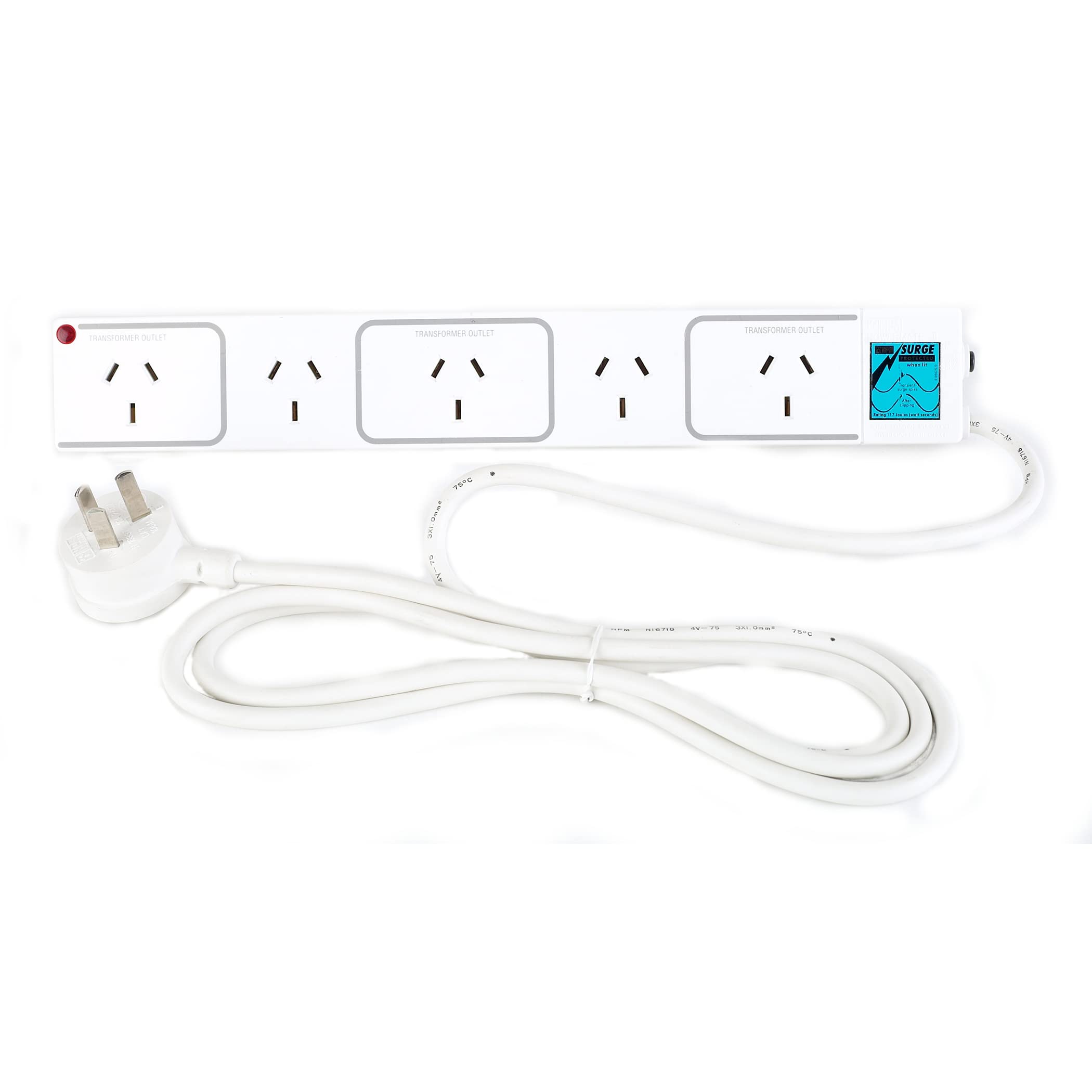 HPM 5 Outlet Surge Protected Powerboard