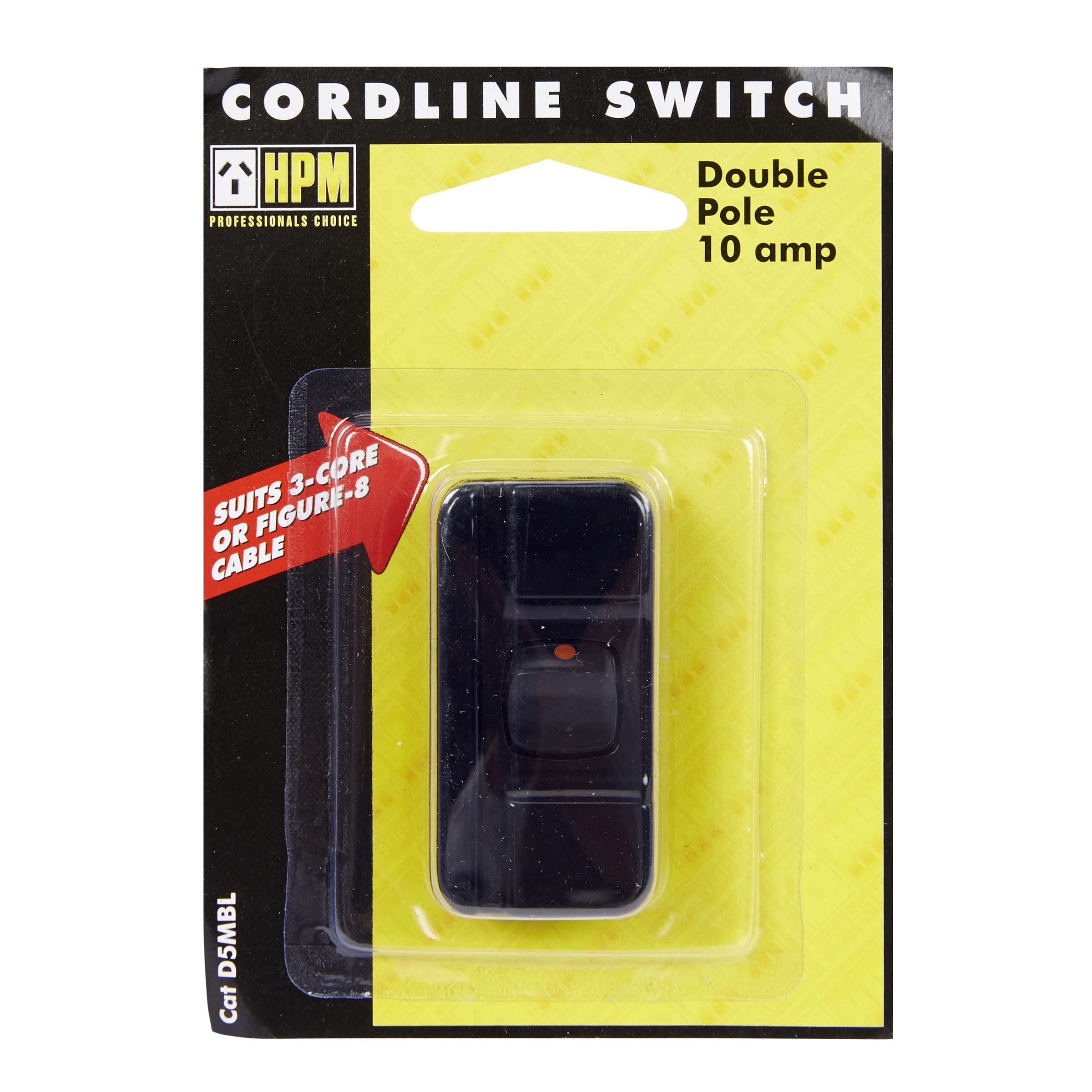 HPM Mini Cordline 10 A Switch, Black, D5MBL