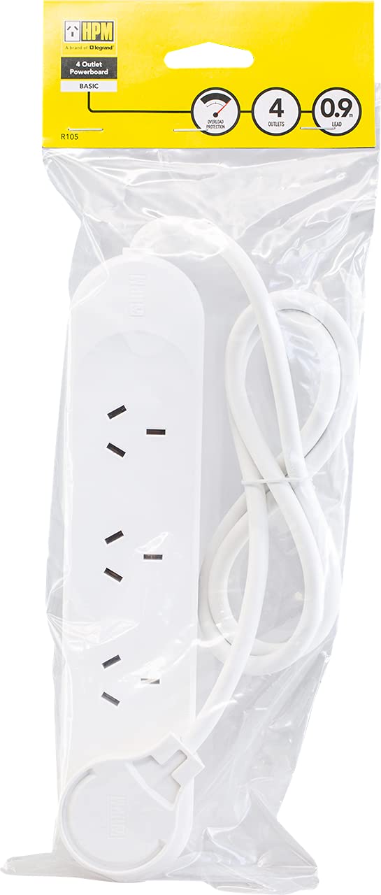 HPM Standard 4 Outlet Powerboard White