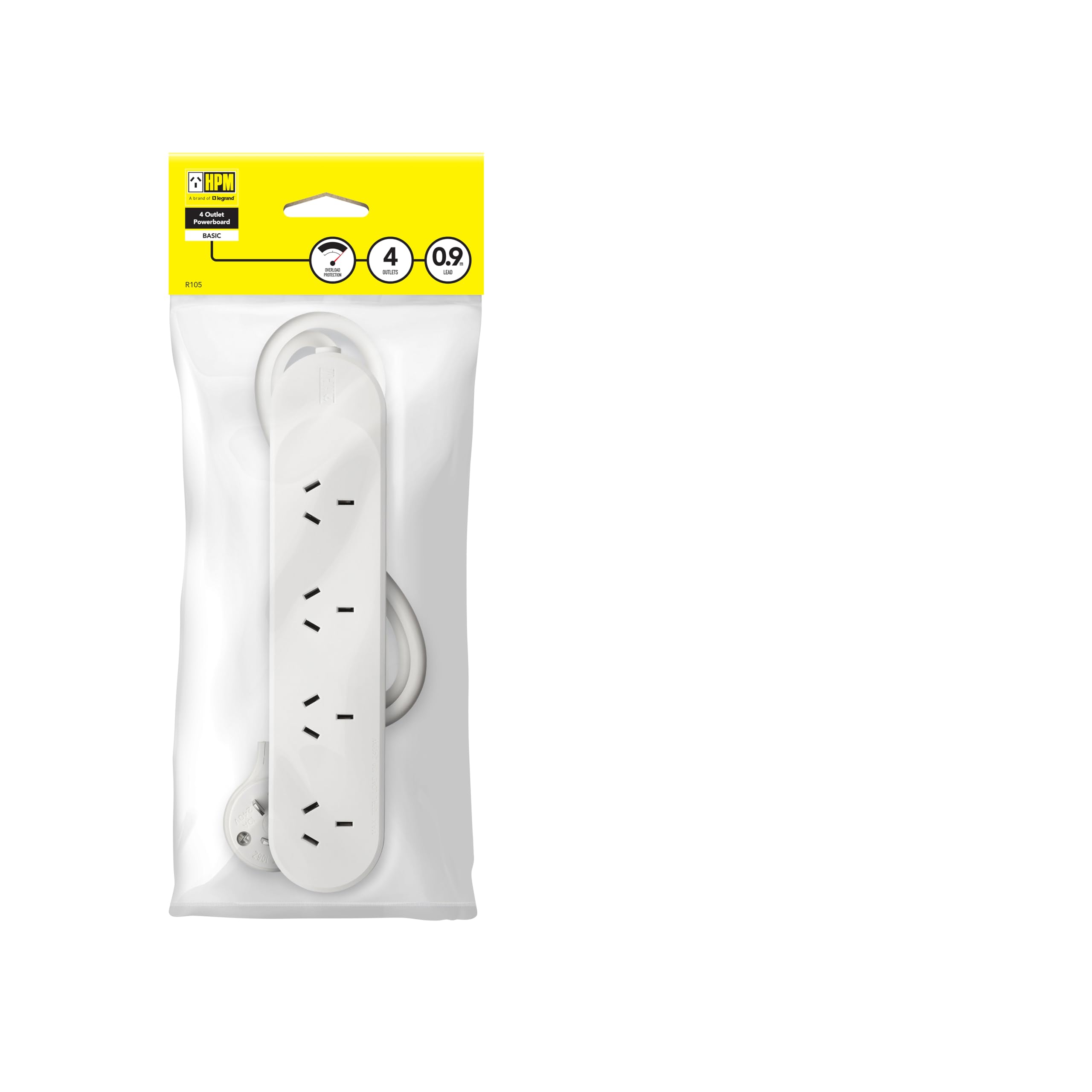 HPM Standard 4 Outlet Powerboard White