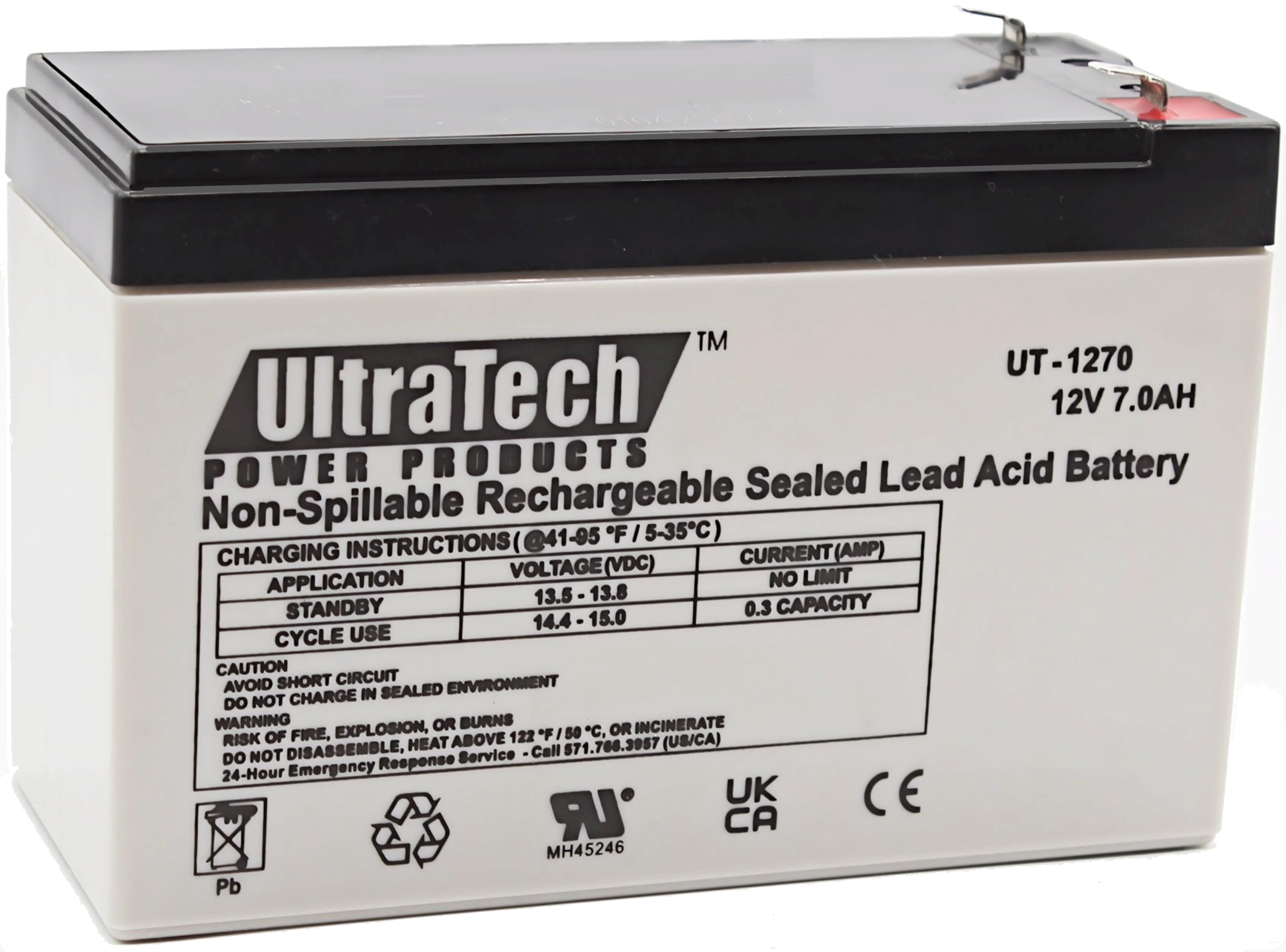 UltraTech UT1270 12V 7Ah Lead Acid Alarm Battery UT-1270