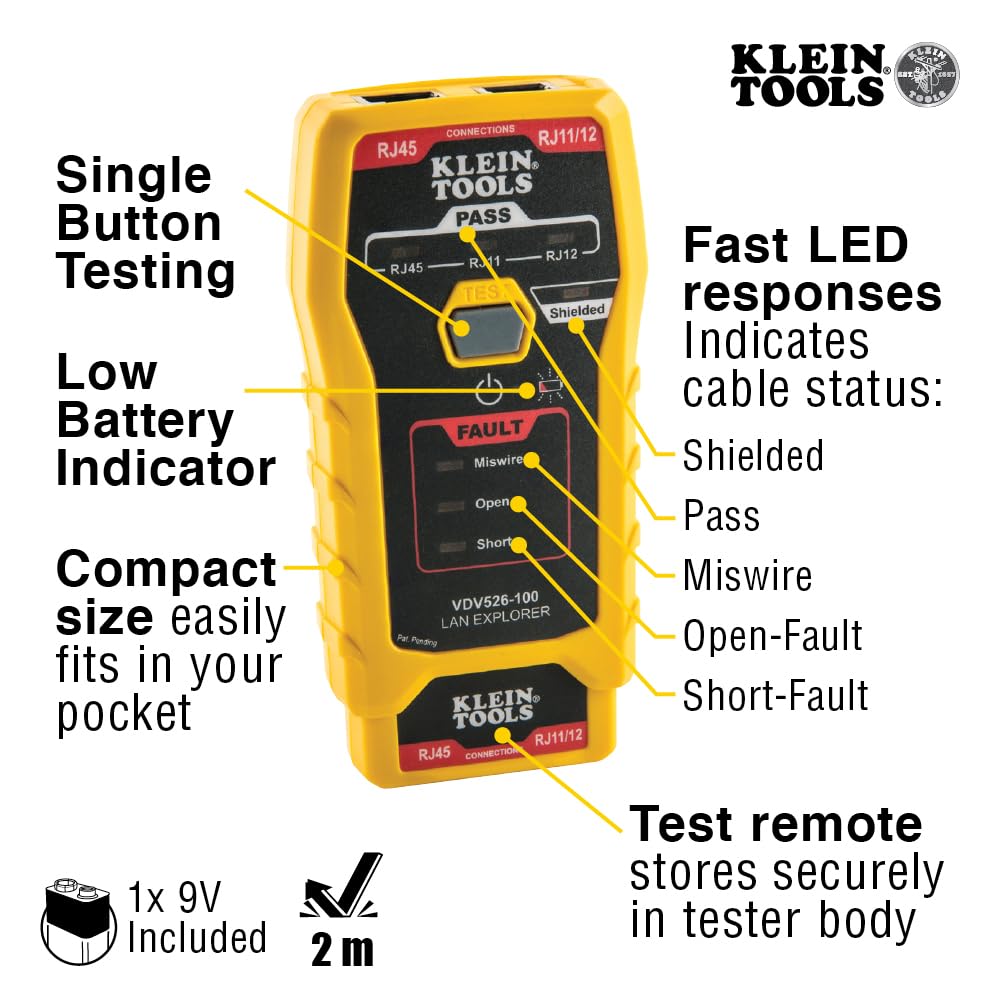 Klein Tools A-VDV526-100 Network, LAN Explorer, Data Cable Tester with Remote