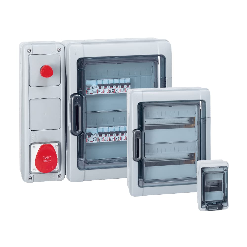 Legrand, Plexo 601974 Wet Room Distributor, Fuse Box, Surface-Mounted, IP65 - IK09, 1 Row, 4 Modules, Indoor and Outdoor Use, Retrofittable, Protection Class II, -20 to +70 °C, 200 x 128 x 115.6 mm