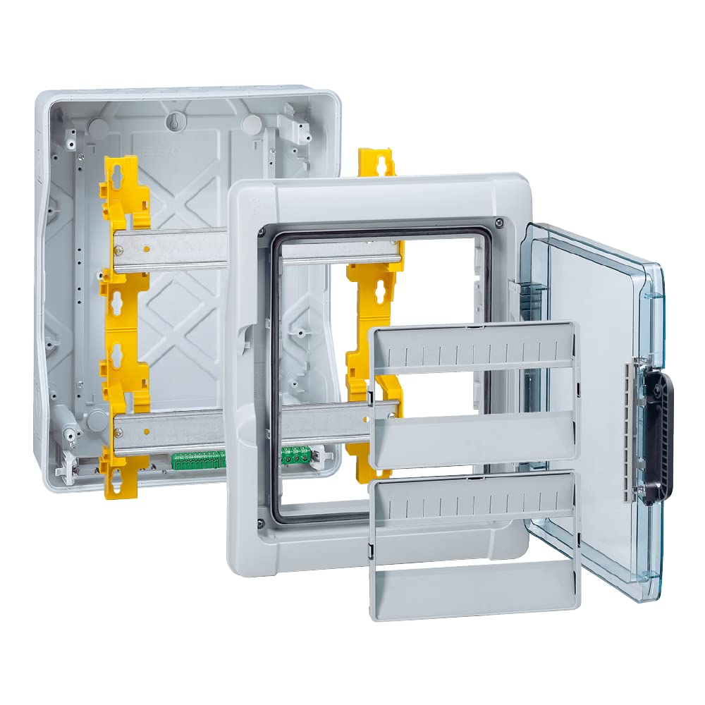 Legrand, Plexo 601974 Wet Room Distributor, Fuse Box, Surface-Mounted, IP65 - IK09, 1 Row, 4 Modules, Indoor and Outdoor Use, Retrofittable, Protection Class II, -20 to +70 °C, 200 x 128 x 115.6 mm