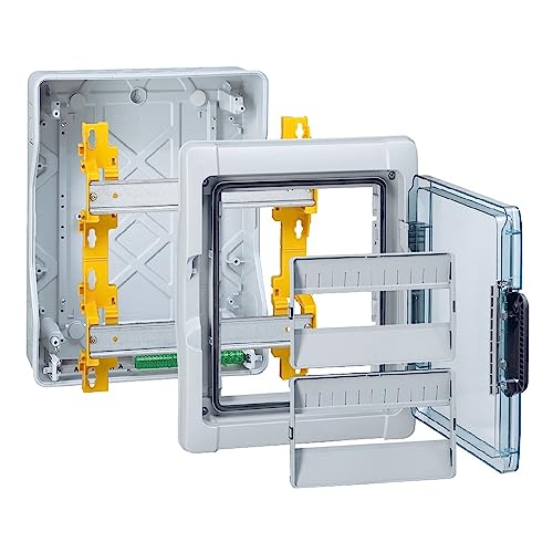Legrand, Plexo 601978 Wet Room Distributor, Fuse Box, Surface-Mounted, IP65 - IK09, 1 Row, 8 Modules, Indoor and Outdoor Use, Retrofittable, Protection Class II, -20 to +70 °C, 200 x 200 x 115.6 mm