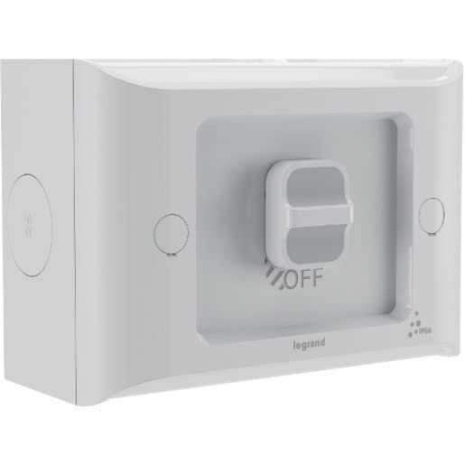 Legrand Aqua Life 240V 16A IP66 1 Gang Weatherproof Surface Mount Switch, Limestone Grey