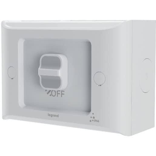 Legrand Aqua Life 240V 16A IP66 1 Gang Weatherproof Surface Mount Switch, Limestone Grey