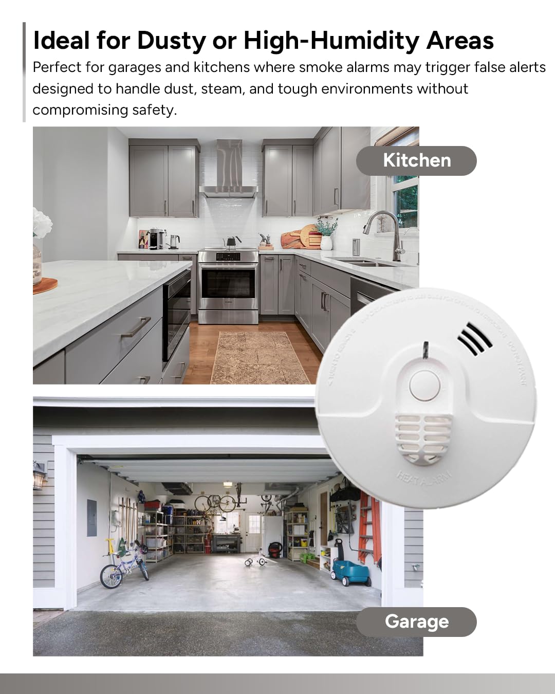 Lifesaver 240V Temperature Heat Alarm with 9V Battery Back Up
