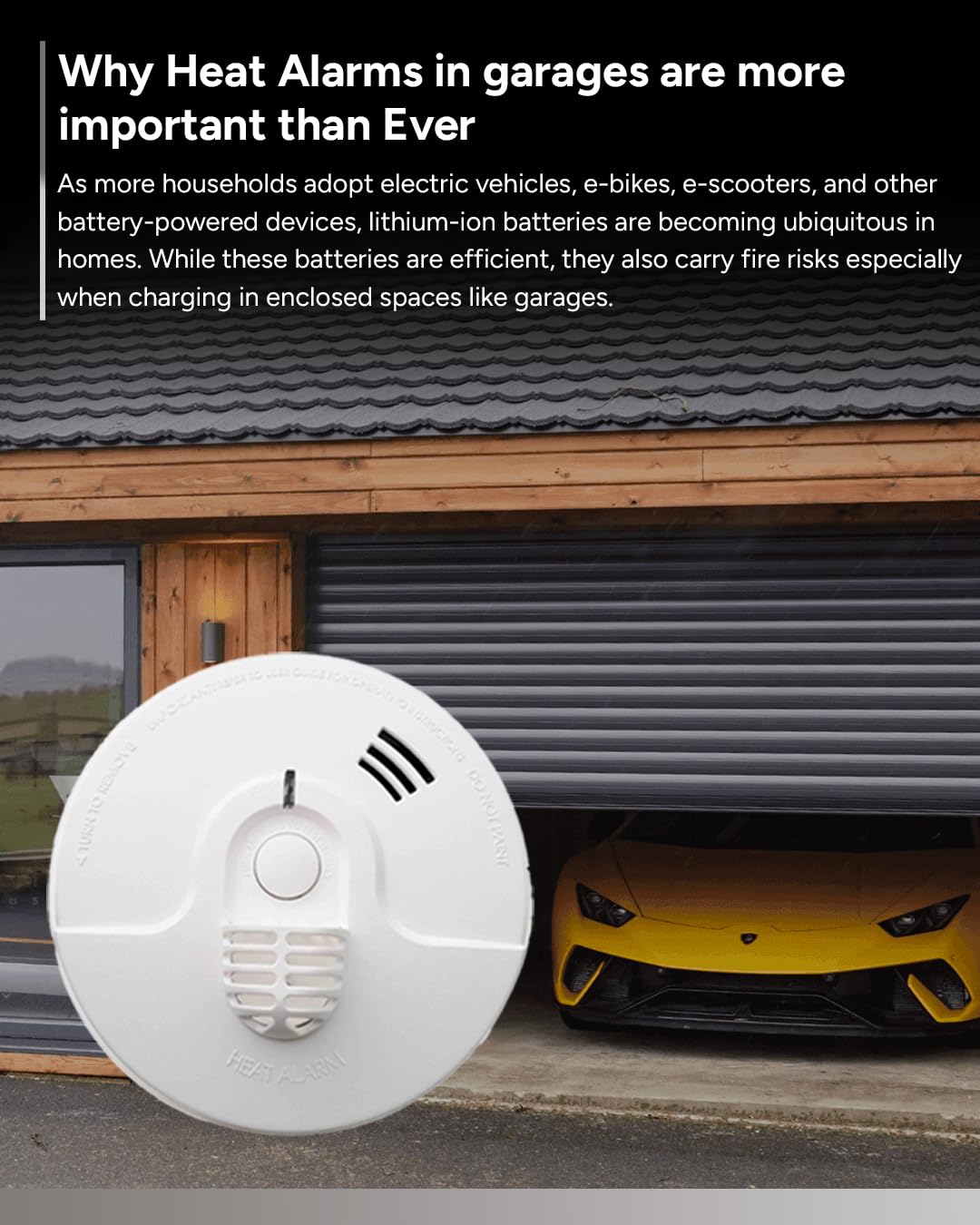 Lifesaver 240V Temperature Heat Alarm with 9V Battery Back Up