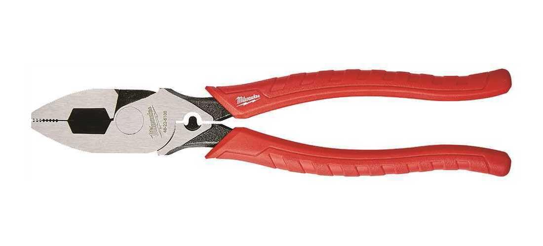 Milwaukee 48226100 Linemans Pliers w Crimper 230mm 9" , Red