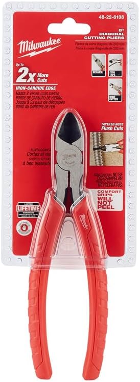 PLIER DIAGONAL CUTTER 203MM HANDLE SOFT GRIP MILWAUKEE