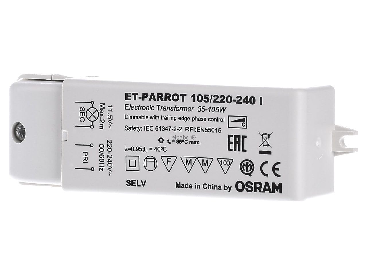 Osram Transformer elec35-105VA ET PARROT35-105 L128xH31xB38