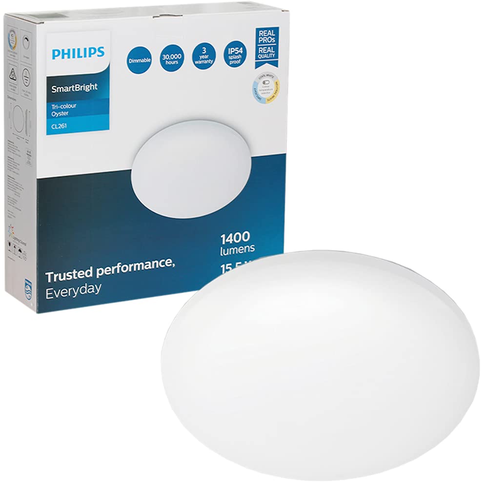 Philips SmartBright LED Tri-Colour Oyster CL261 15.5W Dimmable