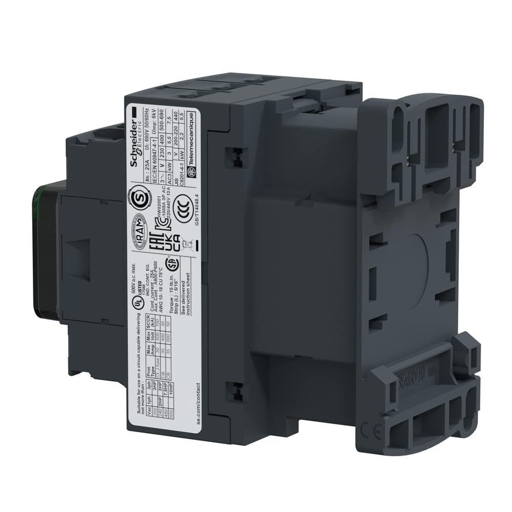 Schneider Electric LC1D12U7 Tesys 12A 1F+1O 240V 50/60Hz Contactor