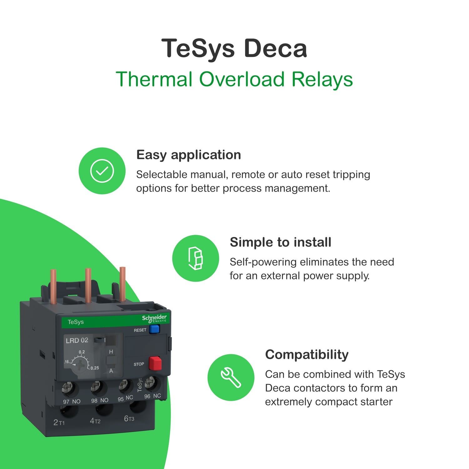 Thermal overload relay, TeSys LR.D, TeSys Deca, 690VAC, 3P, 4 to 6A, 1NO+1NC, class 10A, screw clamp