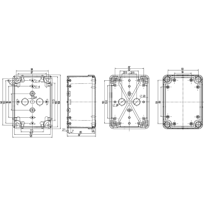 Schneider Electric Thalassa TBS RAL7035 IP66 IK07 Industrial ABS Box with Opaque Cover H20, 121 mm Width x 164 mm Height x 87 mm Depth