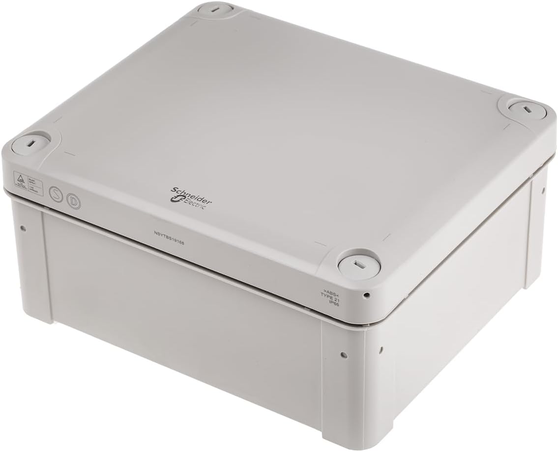 Schneider Electric Thalassa TBS RAL7035 IP66 IK07 Industrial ABS Box with Opaque Cover H20, 164 mm Width x 193 mm Height x 87 mm Depth