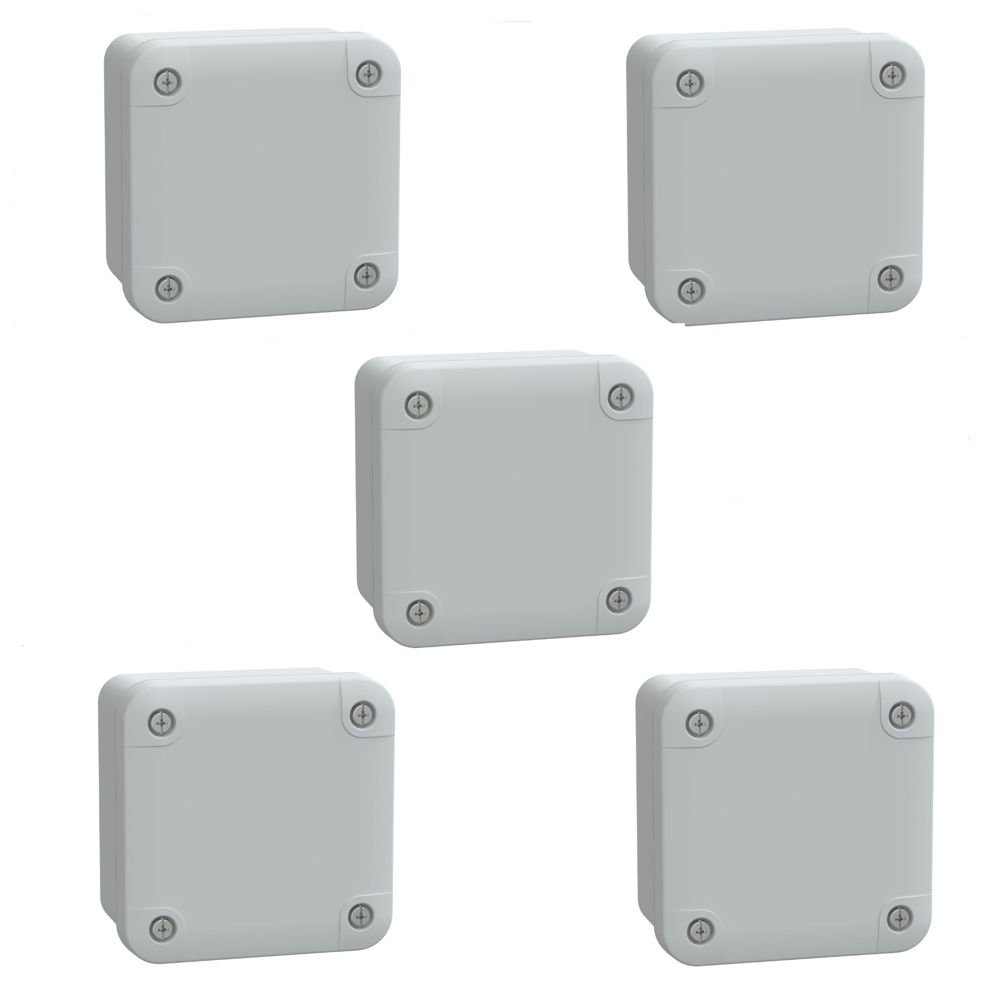 Schneider Electric Thalassa TBS RAL7035 IP66 IK07 Industrial ABS Box with Opaque Cover H10, 74 mm Width x 74 mm Height x 56 mm Depth