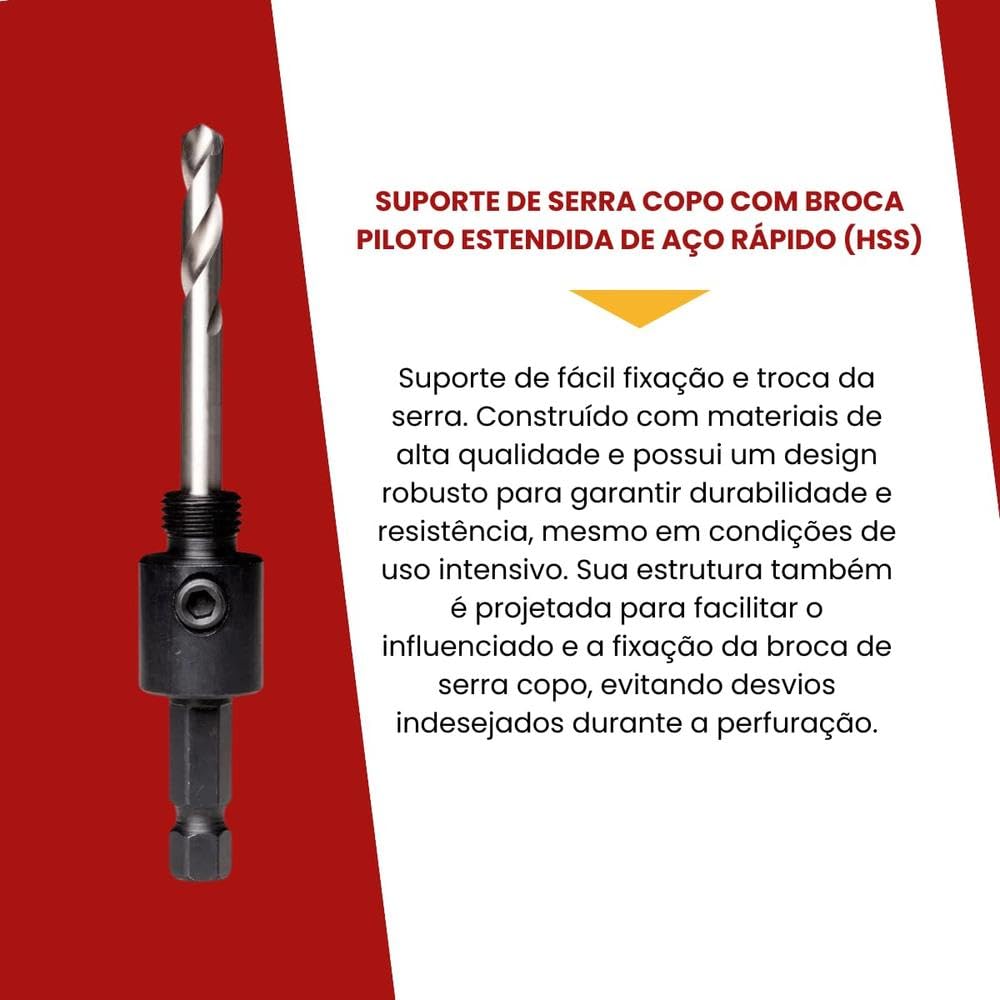 Starrett Arbor with Pilot Drill Bit for 14-30 mm Saw, 9.5 mm Hex Shank