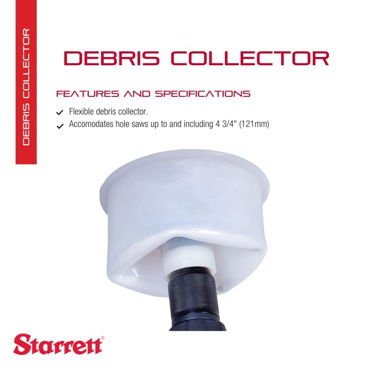 Starrett Debris Dust Collector - DB2 Durable Electric Drill Hole Saw Dust Bowl - Power Tool Accessories for Upto 121mm Hole Saws